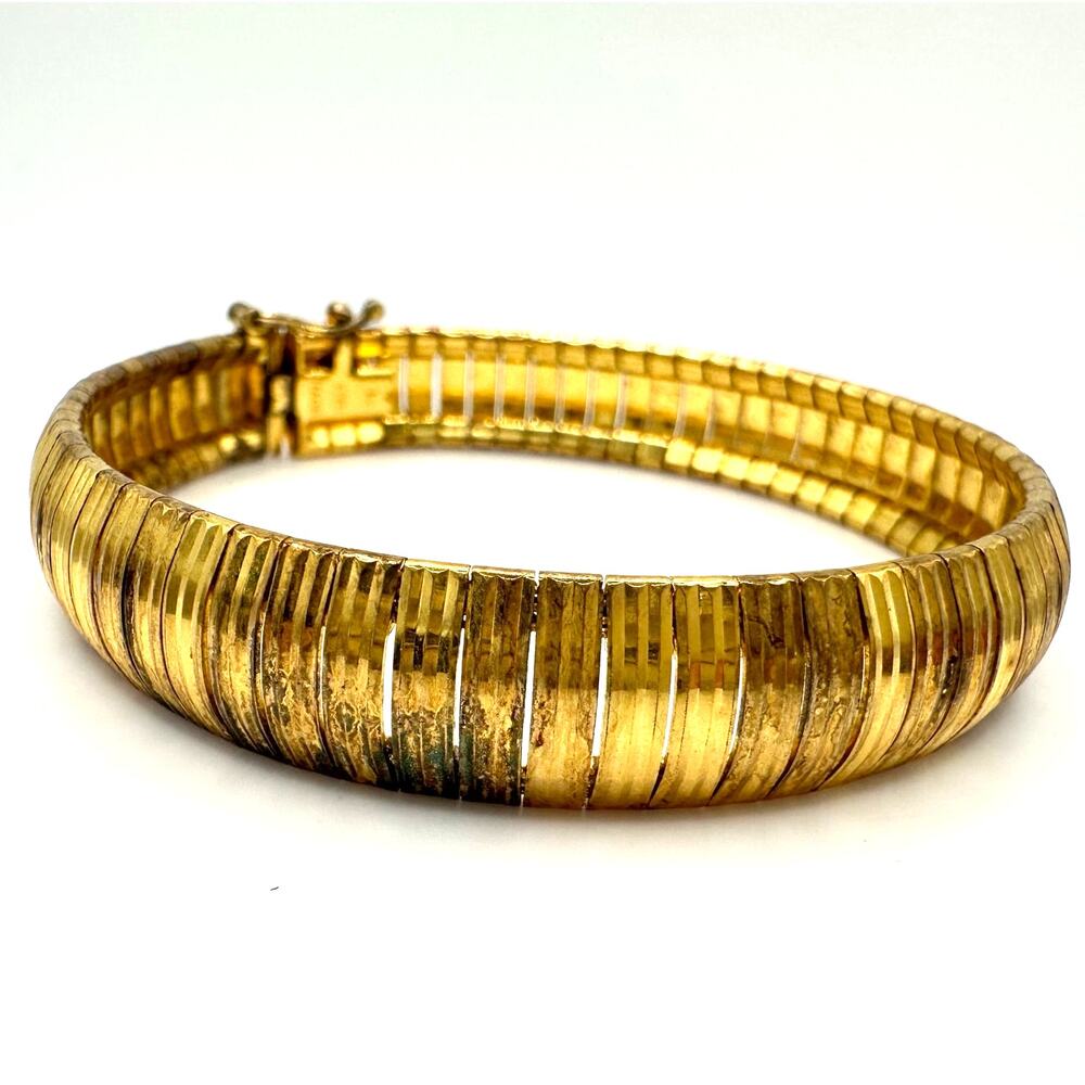Itaor Italy vintage 925 sterling silver gold vermeil flex chain bracelet 22.40g